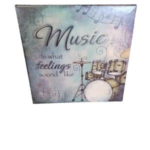 Music is What Feelings Sound Like Drums Sign Home Kitchen Farm Posters...